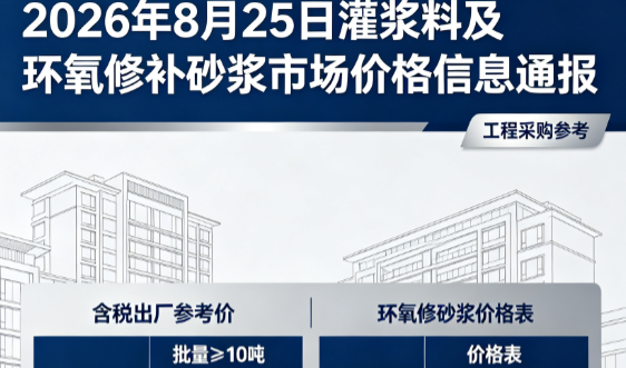 横县2026年8月25日灌浆料及环氧修补砂浆市场价格信息通报